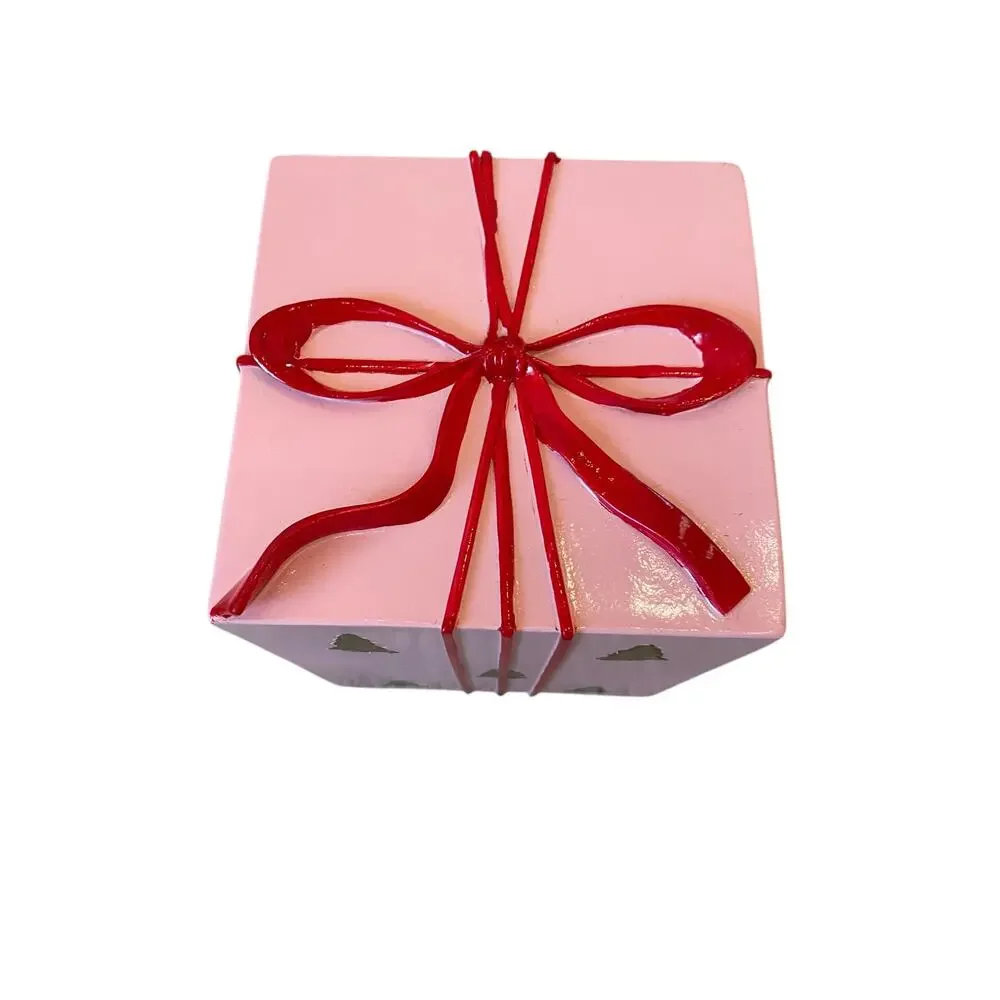 34th & Pine Pink Christmas Present Red Bow Outdoor Safe Holiday Decor New